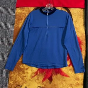L.L. BEAN-womens blue long sleeve 1/4-zip long sleeve lightweight cycling jacket